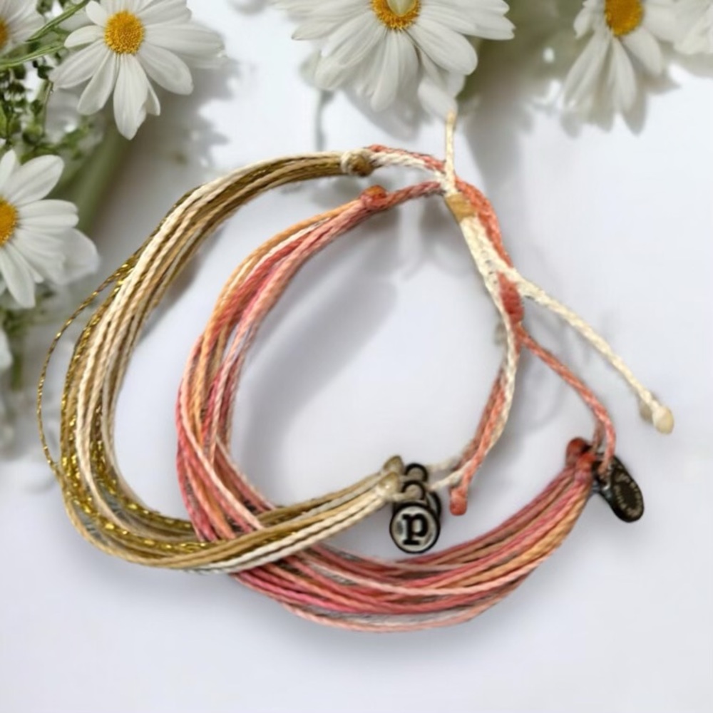 Pura Vida Bracelet Set (2) Adjustable Friendship Bracelets Boho Adjustable Beach